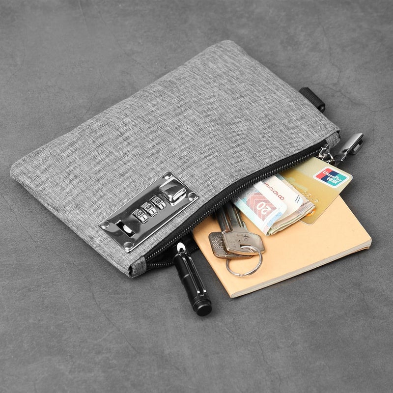 GEEDUD Lockable Money Bag - 5x8 Inches Durable Nylon Locking Bank Bag Coin Purse for Cash, Jewelry, Passports, Medicine, Credit Cards and Valuable Storage Cash Bag (Grey) - Image 5